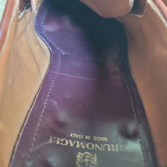 Bruno Magli Italian Made Brown Leather Lace Up Loafers Men's Size 11.5 - Picture 14 of 16